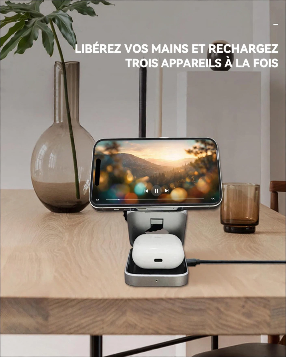 NEVA Station - Station de charge sans fil 3-en-1 Pliable - 3
