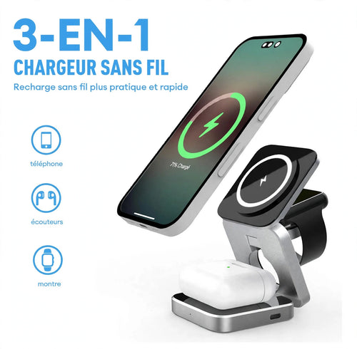 NEVA Station - Station de charge sans fil 3-en-1 Pliable